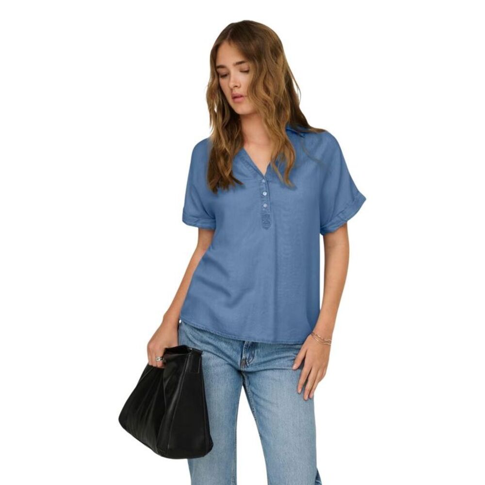 Only Blue Lyocell Shortsleeve Women's Shirt